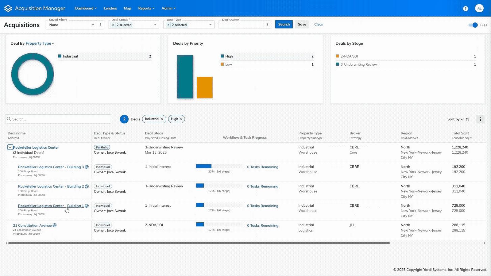 Property Reports in Yardi Acquisition Manager
