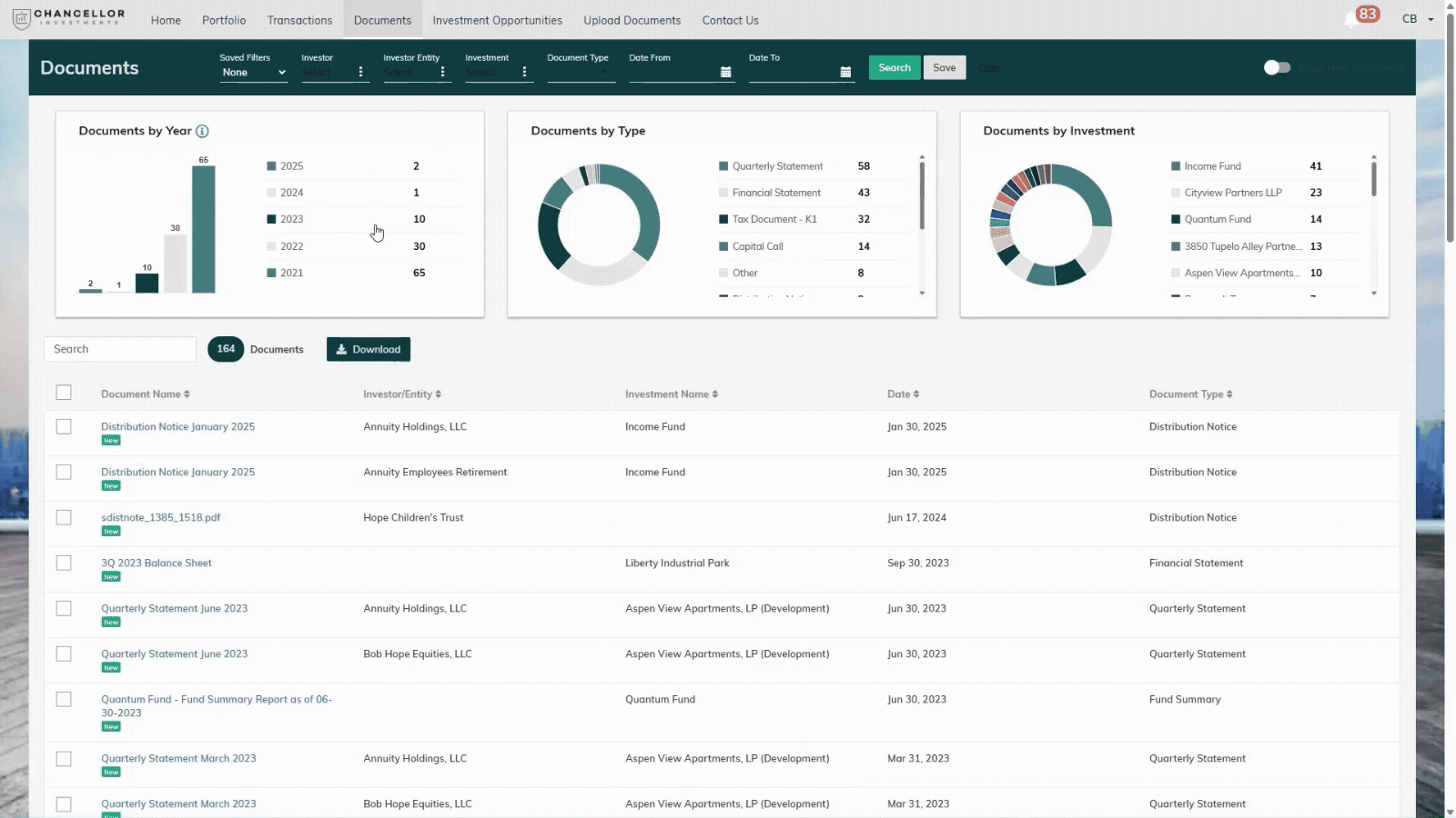 Document Storage Hub in Yardi Investment Manager